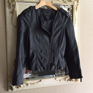 Zara Woman blk faux leather military style jacket